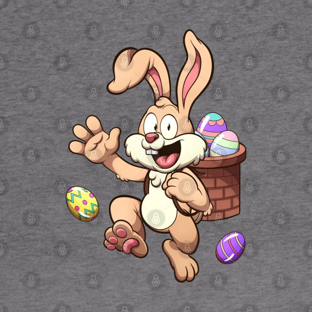 Happy Easter Bunny With Basket Full Of Easter Eggs by TheMaskedTooner